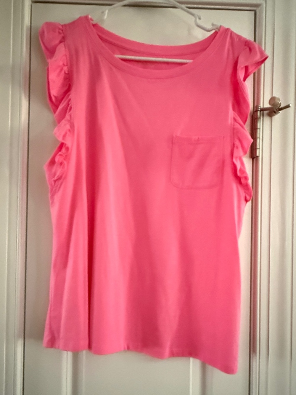 Lilly Pulitzer Laina Top T-shirt Ruffle sleeves Bonaire Pink Size Large